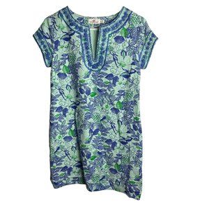 Vineyard Vines Dress Womens 0 Cordia Floral Bird Tunic Linen Cotton Embroidered